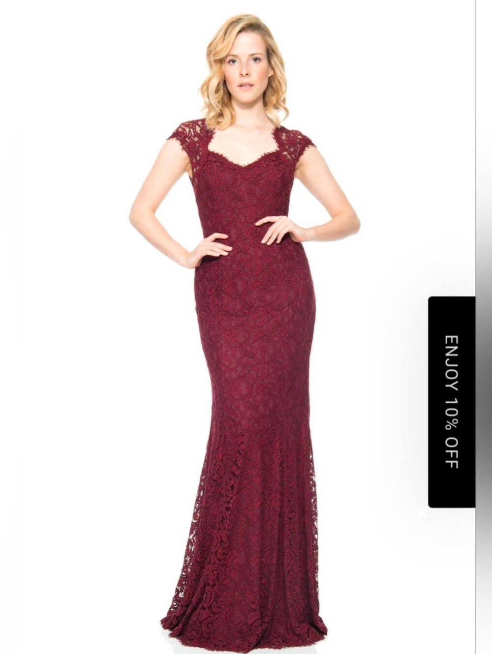 Tadashi Shoji Burgundy Lace Maxi Dress